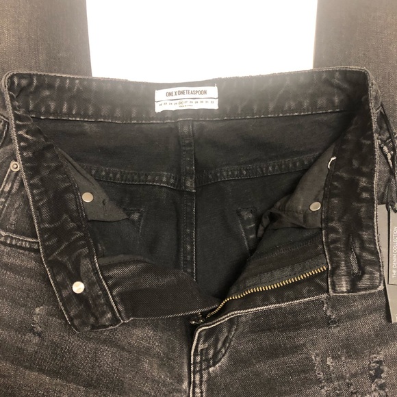 NWT!! One X OneTeaspoon Distressed Blk Faded Jeans - Picture 2 of 8